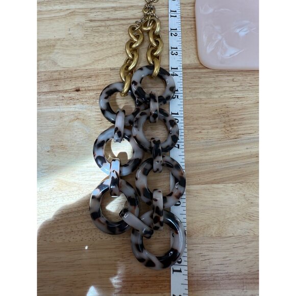 J. Crew Tortoiseshell Link Statement Necklace W/ Gold-Tone Chain 21-In - Picture 6 of 9